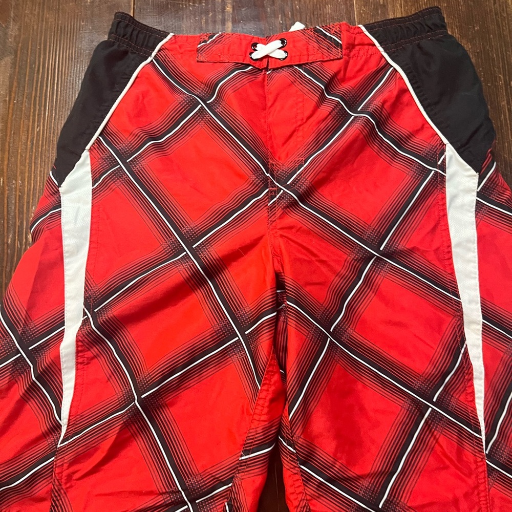 OP Boys Swim Trunks Red Plaid XXL 18